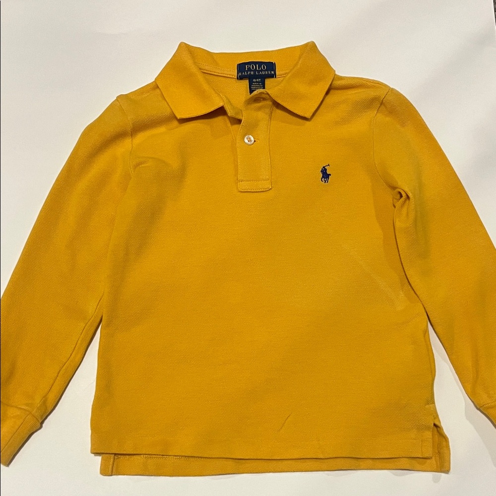 Polo by Ralph Lauren Kids Long-Sleeve Polo - Mustard Yellow with Navy Logo